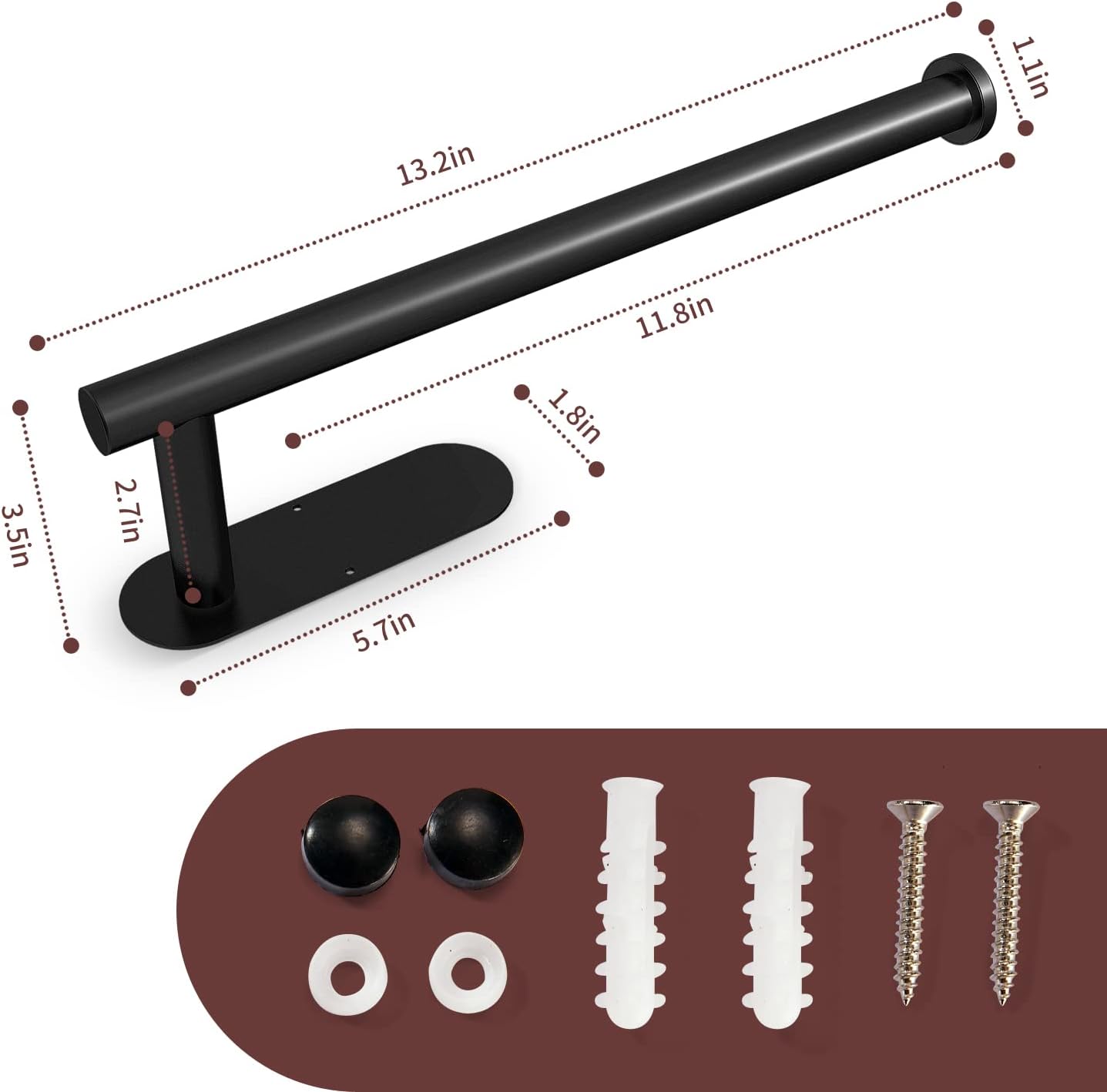 No-Drill Paper Towel Holder | Zero Wall Damage Matte Black