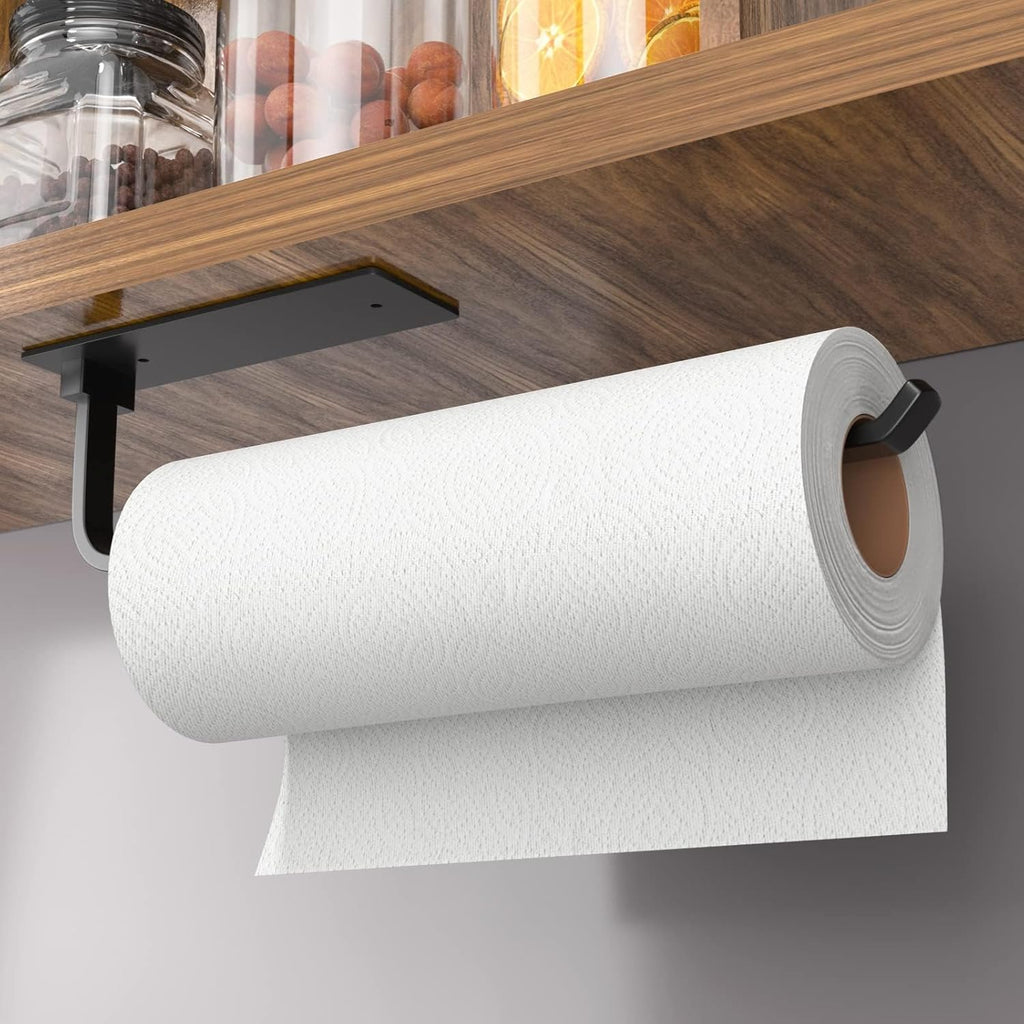 No-Drill Paper Towel Holder | Zero Wall Damage Matte Black