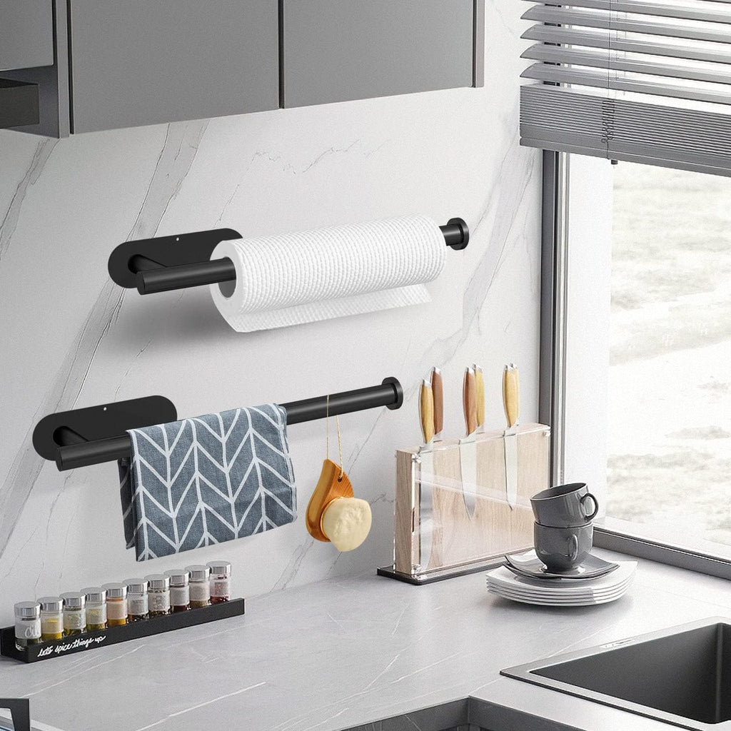 No-Drill Paper Towel Holder | Zero Wall Damage Matte Black